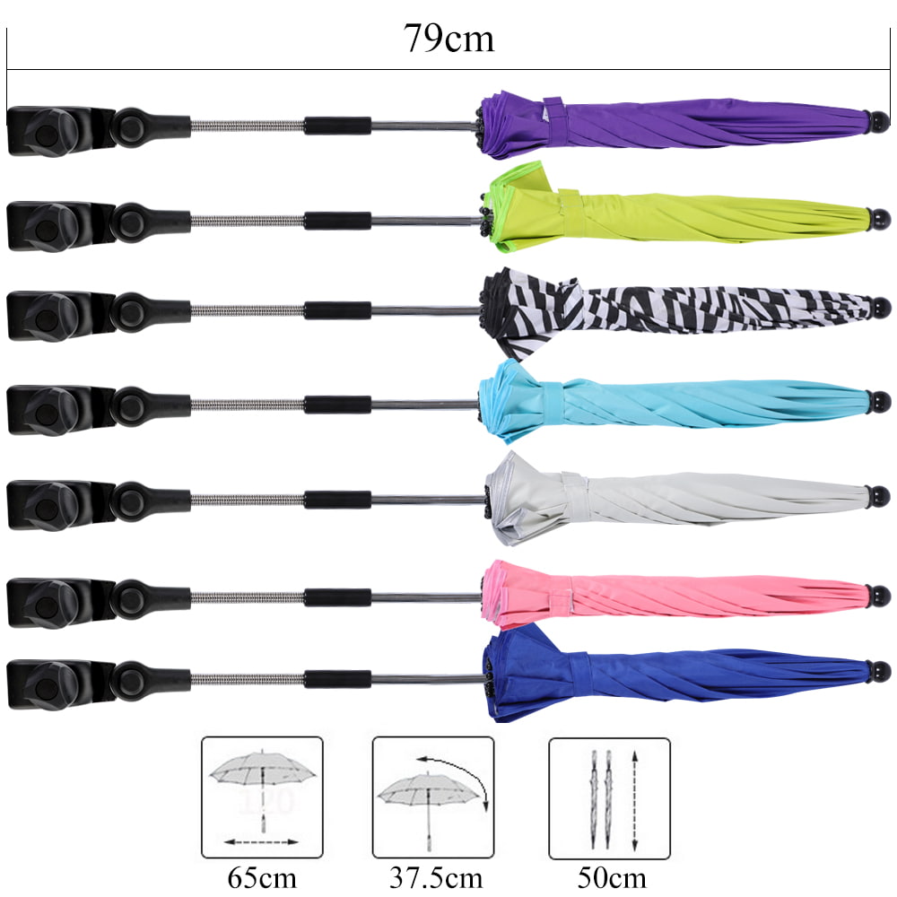 Set of colorful umbrellas with measurement details on a white background bleu ribbon baby