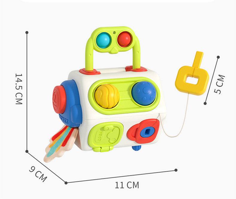 BleuRibbon Baby Busy Cube Montessori Sensory Toy, educational and safe for toddlers.