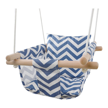 BleuRibbon Baby Canvas Swing, soft cotton and sturdy wooden hanging chair for babies and toddlers.