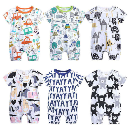 Soft cotton cartoon baby romper short-sleeve jumpsuit for newborns