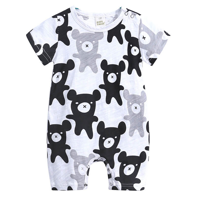 Soft cotton cartoon baby romper short-sleeve jumpsuit for newborns