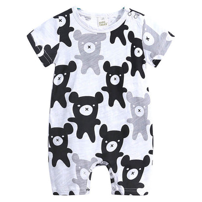 Soft cotton cartoon baby romper short-sleeve jumpsuit for newborns