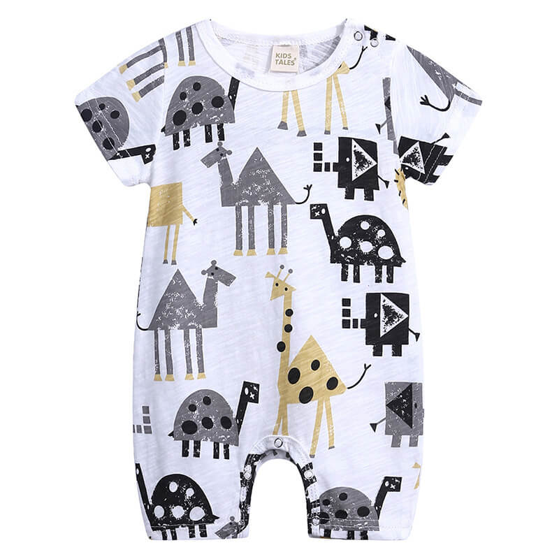 Soft cotton cartoon baby romper short-sleeve jumpsuit for newborns