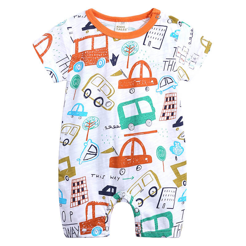 Soft cotton cartoon baby romper short-sleeve jumpsuit for newborns