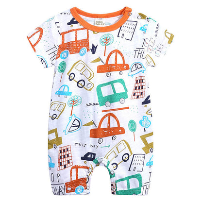 Soft cotton cartoon baby romper short-sleeve jumpsuit for newborns