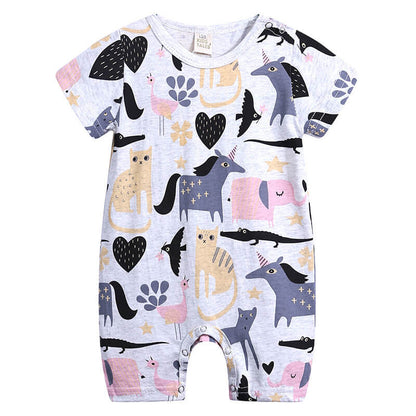 Soft cotton cartoon baby romper short-sleeve jumpsuit for newborns