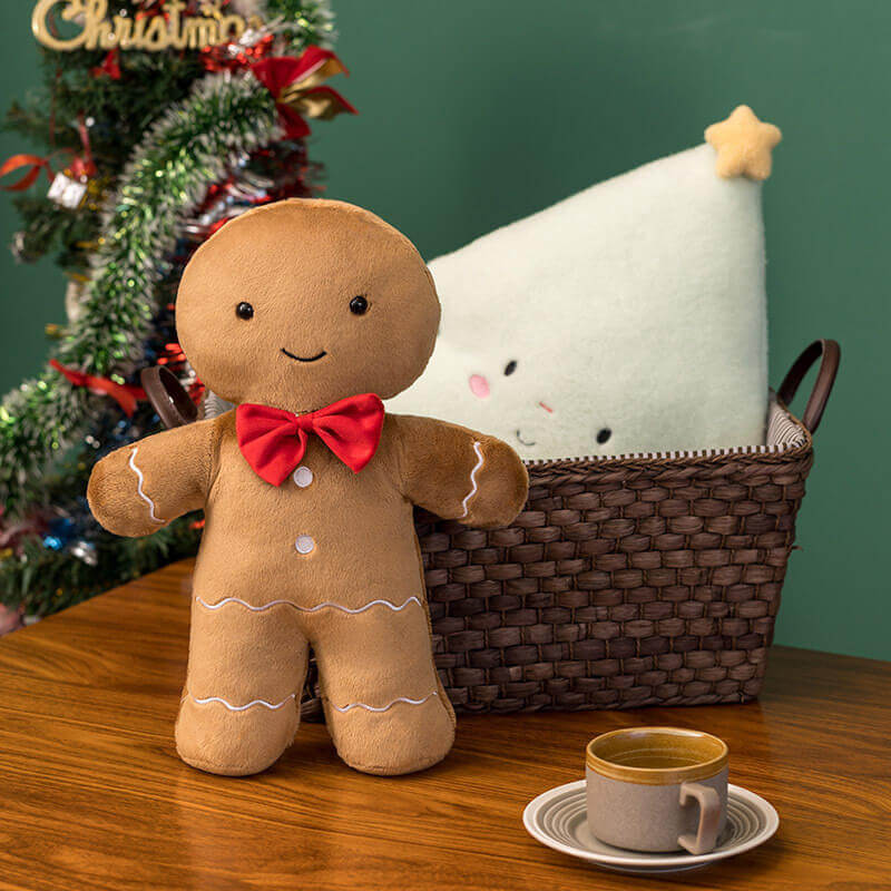 BleuRibbon Baby Christmas Gingerbread Man and Tree Plush Toy for festive holiday fun, soft plush fabric.