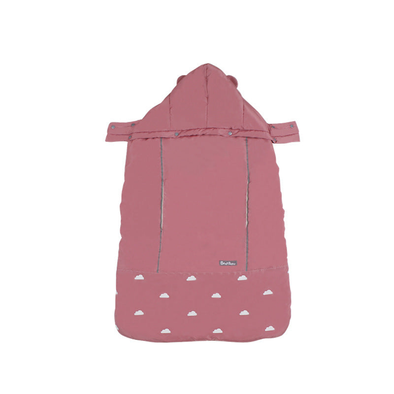 CozyShield™ windproof baby carrier cloak cover in coral fleece