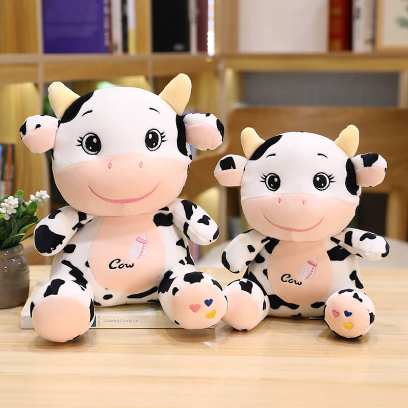 BleuRibbon Baby Cute Baby Cow Plush Toy – Soft, plush toy for babies in 8.66 in and 10.24 in sizes