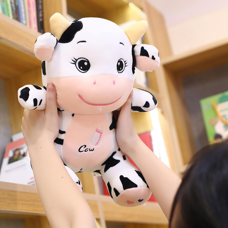 BleuRibbon Baby Cute Baby Cow Plush Toy – Soft, plush toy for babies in 8.66 in and 10.24 in sizes