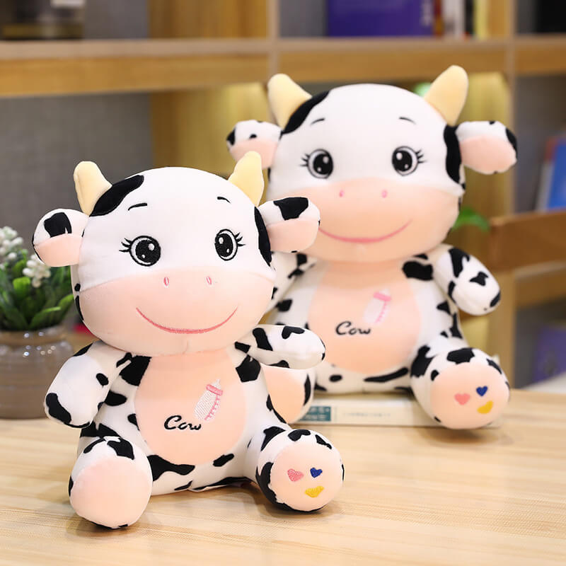 BleuRibbon Baby Cute Baby Cow Plush Toy – Soft, plush toy for babies in 8.66 in and 10.24 in sizes