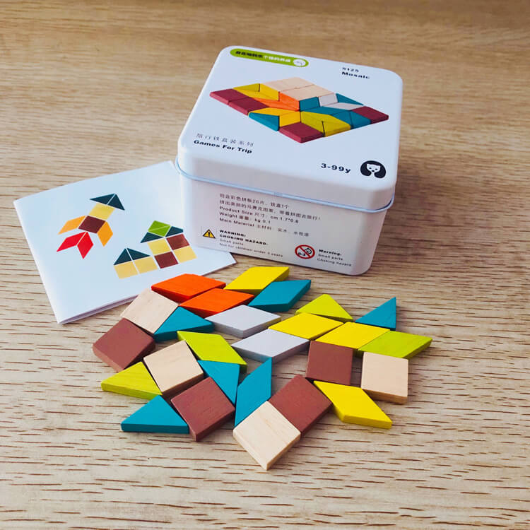 BleuRibbon Baby Early Childhood Cognitive Wooden Puzzle Blocks, compact and eco-friendly.