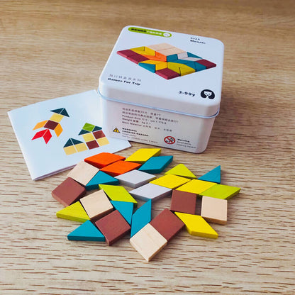 BleuRibbon Baby Early Childhood Cognitive Wooden Puzzle Blocks, compact and eco-friendly.