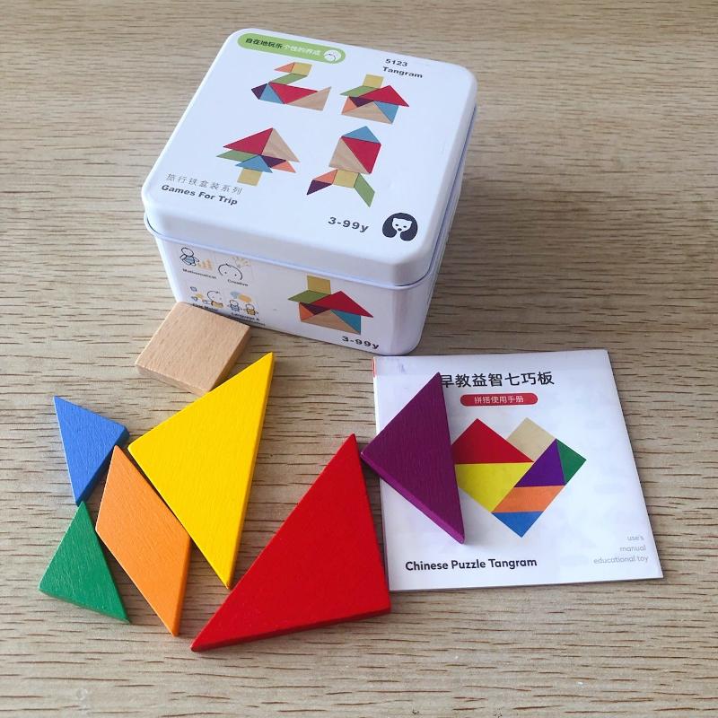 BleuRibbon Baby Early Childhood Cognitive Wooden Puzzle Blocks, compact and eco-friendly.