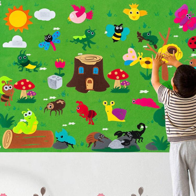 BleuRibbon Baby Felt Play Mat for early education, interactive and eco-friendly in farm and insect styles.