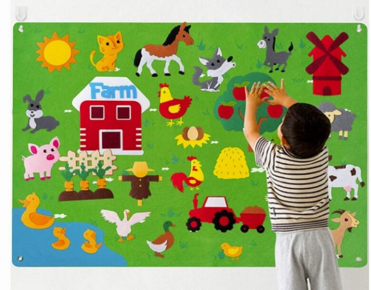 BleuRibbon Baby Felt Play Mat for early education, interactive and eco-friendly in farm and insect styles.