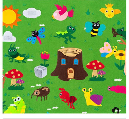 BleuRibbon Baby Felt Play Mat for early education, interactive and eco-friendly in farm and insect styles.