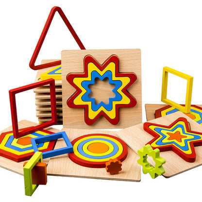 BleuRibbon Baby Geometric Shape Puzzle for cognitive learning, colorful and eco-friendly.