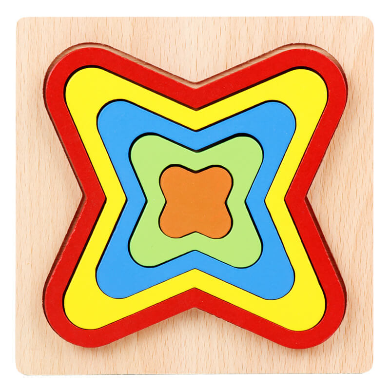 BleuRibbon Baby Geometric Shape Puzzle for cognitive learning, colorful and eco-friendly.