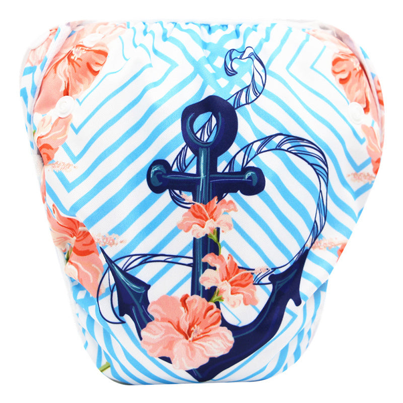 BleuRibbon Baby leak-proof swim trunks with adjustable fit for boys & girls. Waterproof TPU fabric for pools & beaches.