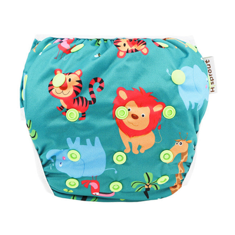 BleuRibbon Baby leak-proof swim trunks with adjustable fit for boys & girls. Waterproof TPU fabric for pools & beaches.