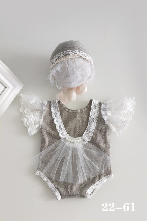 Soft newborn baby girl outfit with matching hat