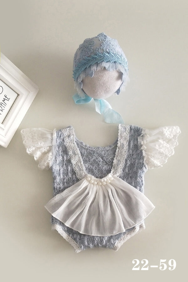 Soft newborn baby girl outfit with matching hat