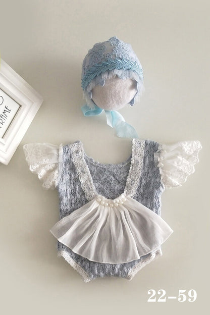 Soft newborn baby girl outfit with matching hat