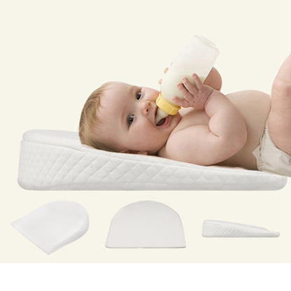 BleuRibbon Baby Memory Foam Slope Pillow, breathable 3D fabric with waterproof lining for comfortable sleep.