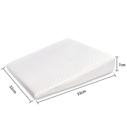 BleuRibbon Baby Memory Foam Slope Pillow, breathable 3D fabric with waterproof lining for comfortable sleep.