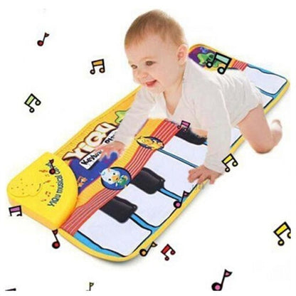 BleuRibbon Baby musical piano playmat for fun & sensory development. Soft, interactive & perfect for tummy time.