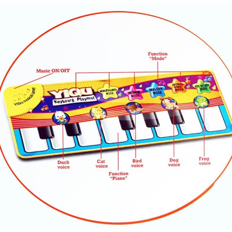 BleuRibbon Baby musical piano playmat for fun & sensory development. Soft, interactive & perfect for tummy time.