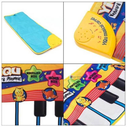 BleuRibbon Baby musical piano playmat for fun & sensory development. Soft, interactive & perfect for tummy time.