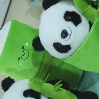 Bamboo Tube Flower Panda Pillow Plush Toy