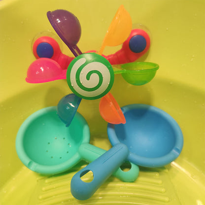 BleuRibbon Baby Rainbow Windmill Bath Toy for toddlers, colorful and safe water play toy for sensory development.