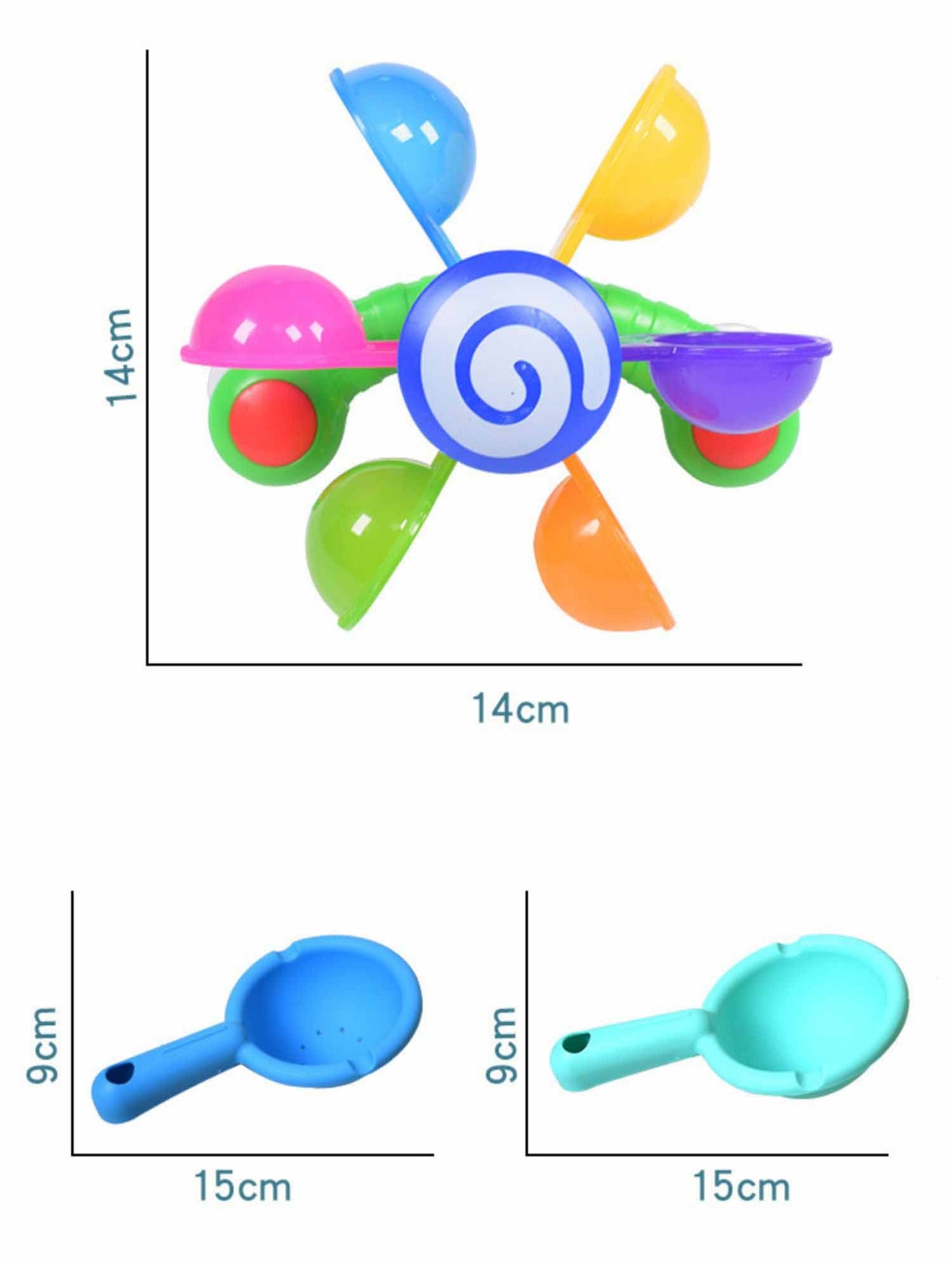 BleuRibbon Baby Rainbow Windmill Bath Toy for toddlers, colorful and safe water play toy for sensory development.