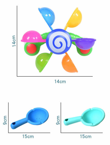 BleuRibbon Baby Rainbow Windmill Bath Toy for toddlers, colorful and safe water play toy for sensory development.