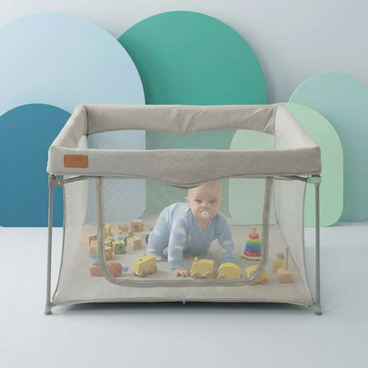 All Stars JOY Square Baby with a baby inside playing with toys on a light blue background