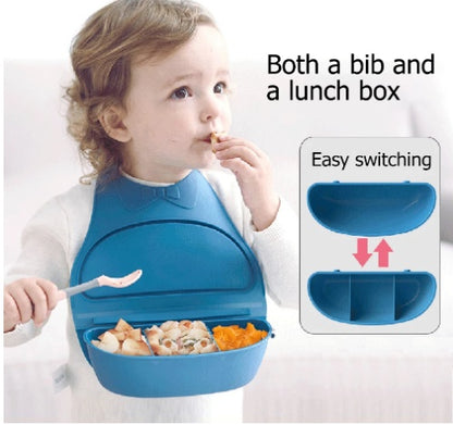 BleuRibbon Baby Waterproof 3D Feeding Bib, soft and adjustable, ideal for babies aged 0-6 years.