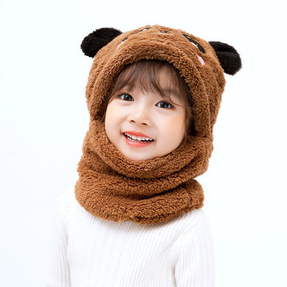 BleuRibbon Baby winter panda hat with ear protection. Soft cotton, warm, and breathable for infants & toddlers.