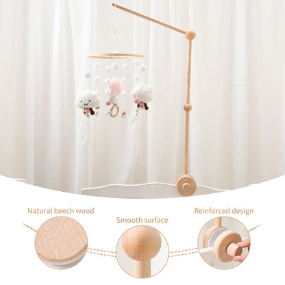 BleuRibbon Baby Wooden Crib Stand made of beech wood, supports bed bells, mosquito nets, and music boxes.