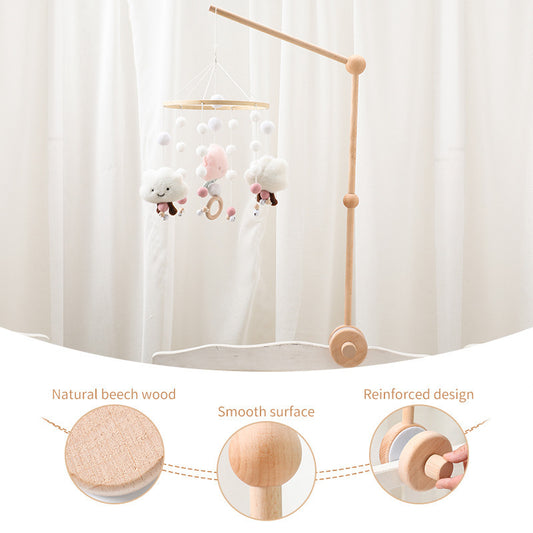 BleuRibbon Baby Wooden Crib Stand made of beech wood, supports bed bells, mosquito nets, and music boxes.