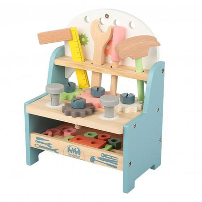 BleuRibbon Baby Wooden Tool Table, educational and interactive playset for fine motor skill development.