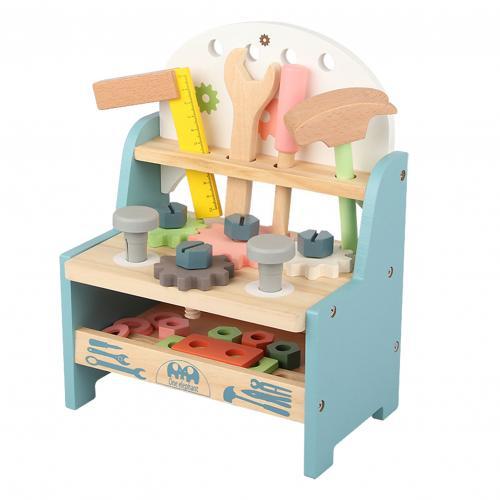 BleuRibbon Baby Wooden Tool Table, educational and interactive playset for fine motor skill development.