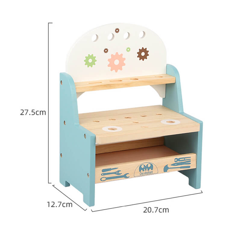 BleuRibbon Baby Wooden Tool Table, educational and interactive playset for fine motor skill development.