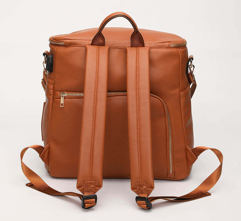 best full grain leather backpack aa diaper bag SophisticaMom™ Premium Vegan Leather Diaper Backpack (Luxury Edition)