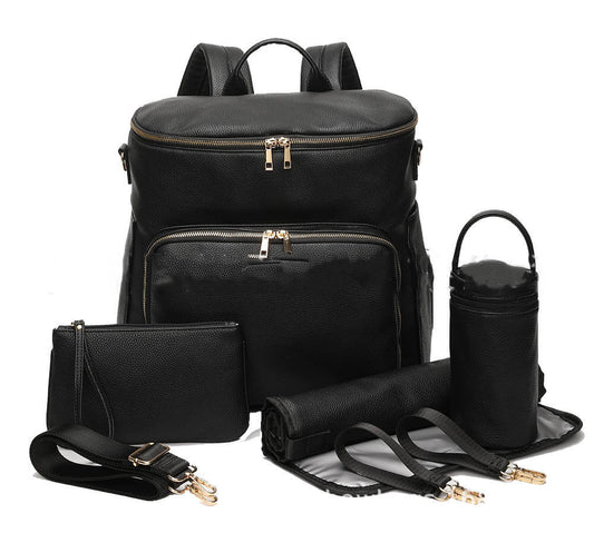 The Luxe Mommy Diaper Bag Set  New Pu Mommy Bag Large Capacity Single And Double Shoulders Can Carry Mother And Baby Bag 